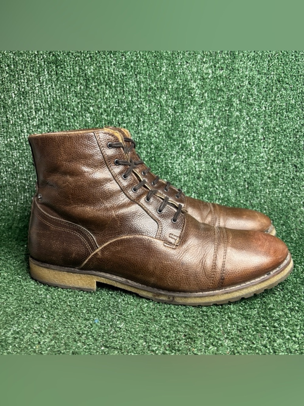 Diesel Brown Leather Lace‎ Up Logger Combat Cap Toe Mens Boots Size 12.5